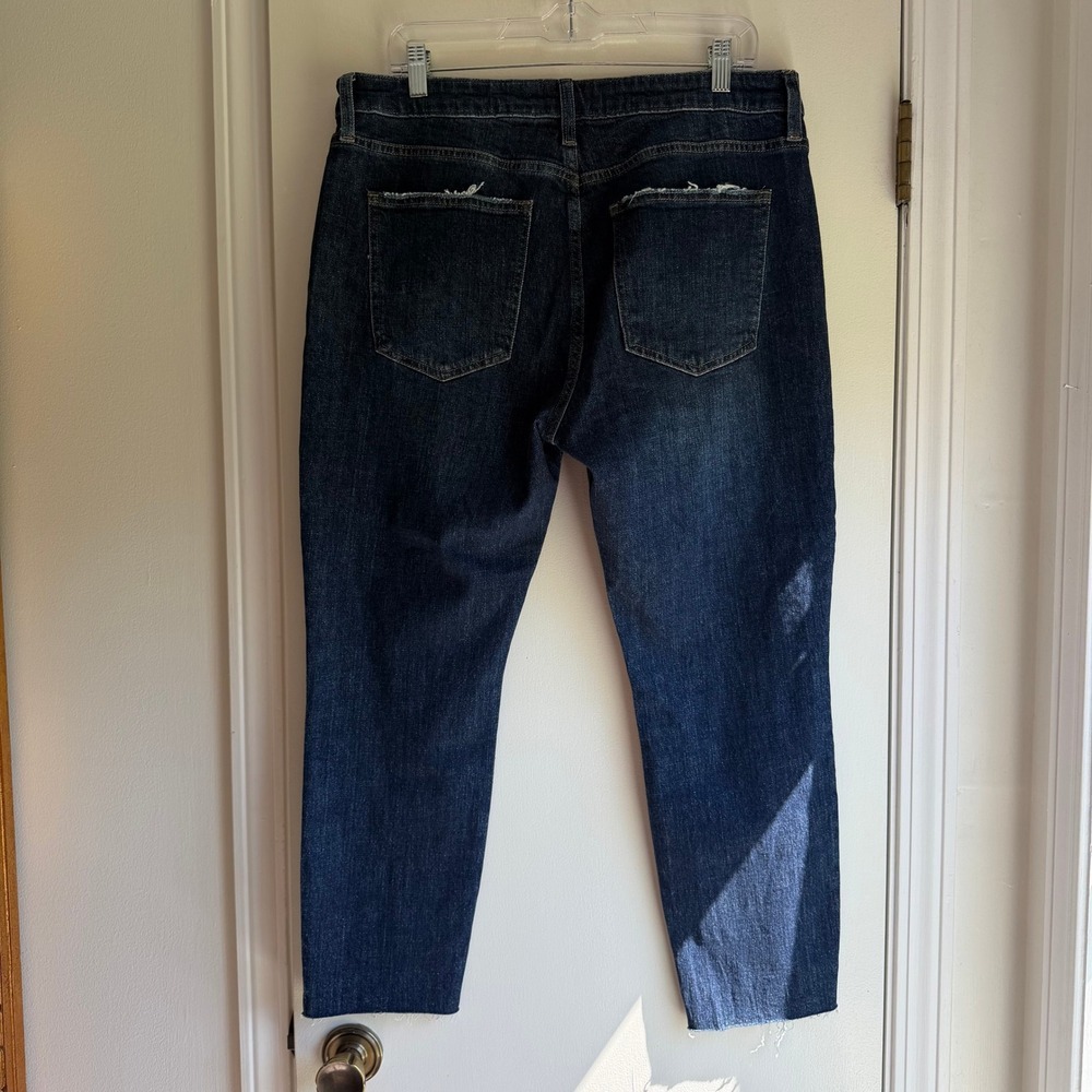 Pistola Essex Distressed High Rise Skinny Jeans Dark Indigo Raw Hem 32 Q6643CSF - Picture 6 of 10